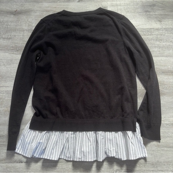Kate Spade Black Long Sleeve Top with Striped Ruffle Hem - Size Medium - Picture 7 of 7